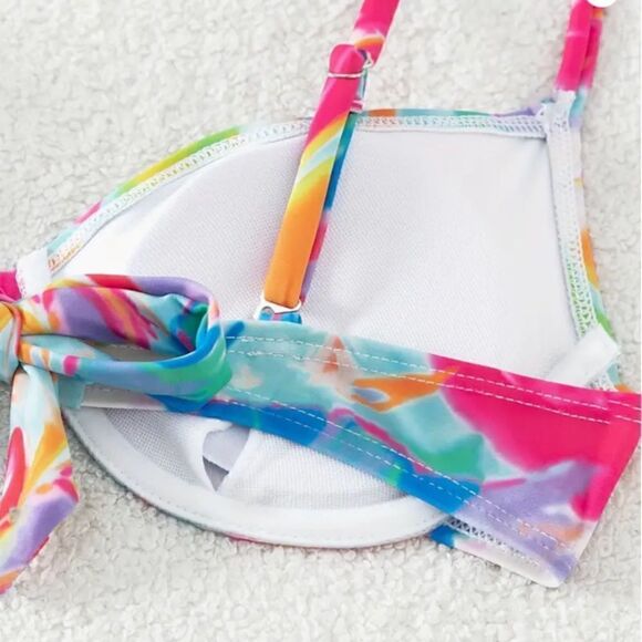 NEW! Cute Rainbow Tie Dye Swirled Pattern String Bikini Beach Vacay Resort - Picture 5 of 5